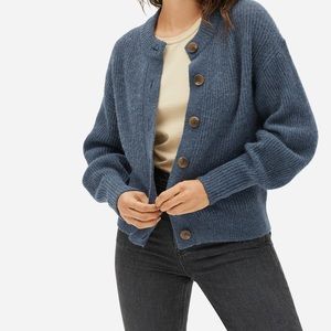 DISO Everlane Cropped Alpaca Cardigan in Blue